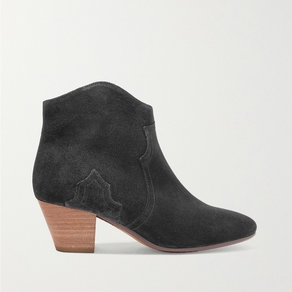 Isabel Marant Black Dicker Suede Low Cowboy Boots sz 37 - Picture 1 of 9